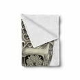 thumbnail image 2 of Day of the Dead Soft Flannel Fleece Blanket, Spanish Sugar Skull with Roses Dragonfly Eyes Feather and Earrings Artwork, Cozy Plush for Indoor and Outdoor Use, 50" x 70", Grey Ivory, by Ambesonne, 2 of 6
