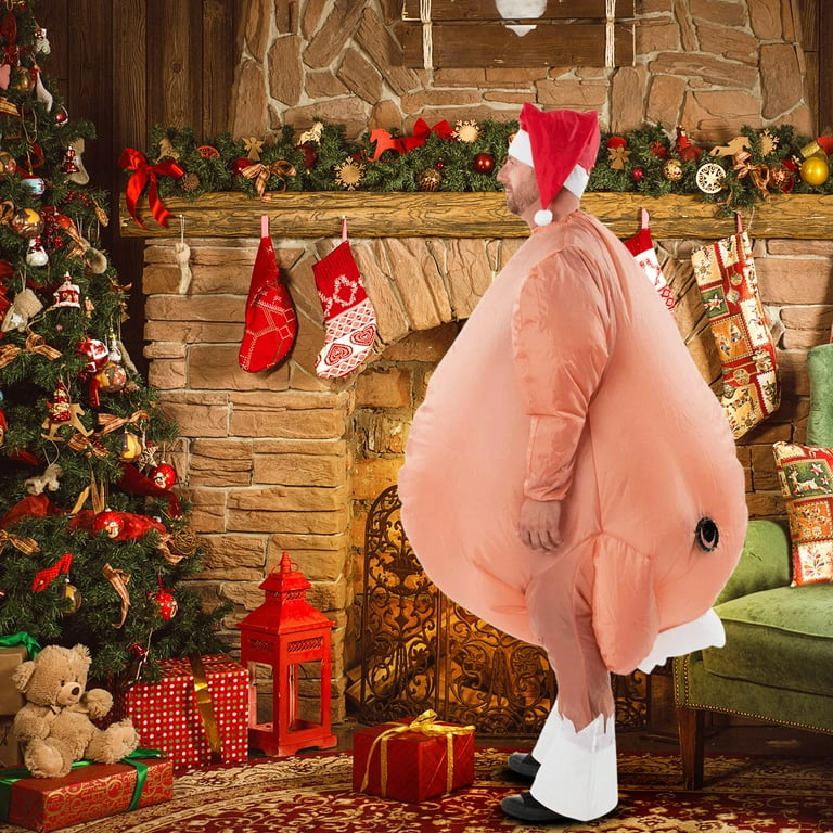 christmas turkey fancy dress Adult Turkey Costume Colorful Outfit with Turkey Headpiece and Long Neck Wattle