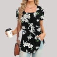 thumbnail image 2 of Blusa con estampado de manga corta y cuello cuadrado informal cómoda a la moda para mujer OAVQHLG3B Store  lin121212, 2 of 4