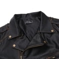 thumbnail image 4 of IROINNID Men's Long Sleeve Faux Leather Notch Lapel Short Jacket Solid Color Casual Warm Fit Thick Leather Long Jacket Pocket Fit Top Coat, 4 of 8