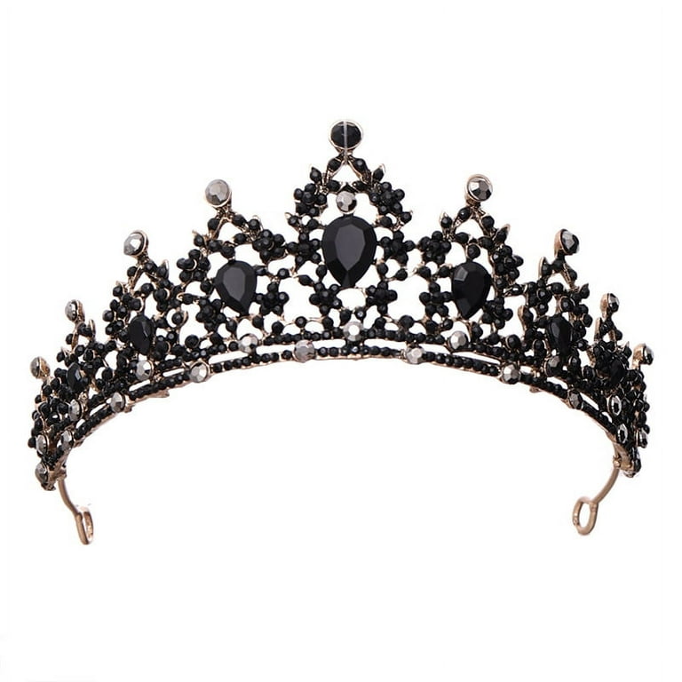 Baroque Retro Black Luxury Bridal Alloy Tiaras Crowns Princess Queen Prom  Rhinestone Veil Tiara Wedding Hair Accessory 