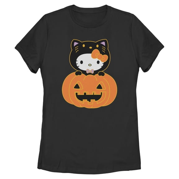 Womens Hello Kitty Halloween Pumpkin and Kitty T Shirt