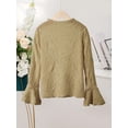 thumbnail image 4 of Mikrdoo 11-12 Years Big Girls Mock Neck Flare Sleeve Textured Fabric Sweater Elegant Top For Spring And Autumn Kakhi, 4 of 7