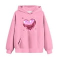thumbnail image 5 of Kids Girls Valentine Heart Hoodie Pullover, Pink Soft Graphic Sweatshirt with Metallic Stars 3-14 Years,Size 9-10 T, 5 of 5