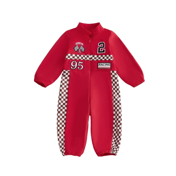 Cjfdfy Newborn Baby Boy Girl Race Car Fall Outfit Driver Costume Long Sleeve Zipper Jumpsuit Cute Racing Romper Infant Cute Little Driver Outfit Fall Winter Outfit 0-18 Months
