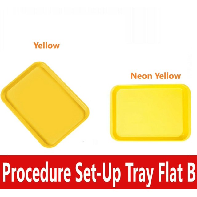 Dental Procedure Set-Up Trays Flat B (Ritter) 13½" x 9⅝" x ⅞", Autoclavable Tray, Neon Yellow