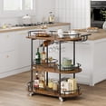 thumbnail image 2 of 4-Tier Bar Cart with Wine Rack & Glass Holder,360° Rotating Design, Lockable Noiseless Casters for Kitchen, Dining Room, Living Room, Rustic&Black, 2 of 7