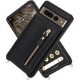 thumbnail image 2 of Google Pixel 7 Pro Phone Case with Card Holder 6.7" 5G 2022,Google Pixel 7 Pro Case for Women Men with Strap,Crossbody Lanyard Cases with Credit Card Slots with Stand Case,Black, 2 of 14