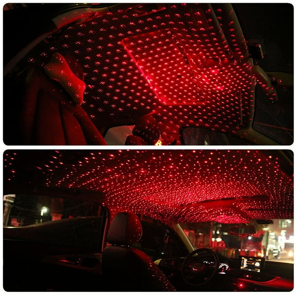 EIMELI USB Car Interior Atmosphere Starry Sky Lamp Ambient Star Light LED Projector New,Red