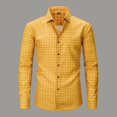 thumbnail image 2 of Men's Plaid Button Down Shirts Long Sleeve Casual Business Work Blouse Tops Regular Fit Gingham Shirts Yellow XL, 2 of 4