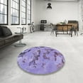 thumbnail image 4 of Ahgly Company Machine Washable Indoor Square Abstract Bright Lilac Purple Area Rugs, 3' Square, 4 of 7