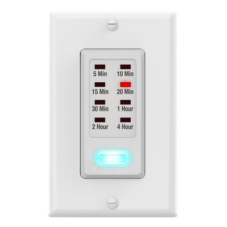 Bathroom Fan Timer Switch - Fosmon 8 Button Preset 1875W In-Wall Countdown Timer Switch ETL Listed Energy Saving for Fans, Vent, Lights (1 Pack)