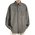 thumbnail image 2 of Long Sleeve Shirts for Men Button-Down Plus Size M-5X Big and Tall T-Shirts with Pocket and Collar Mens Casual Plaid Printed Work Shirt Tops, 2 of 6