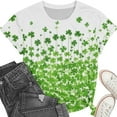thumbnail image 4 of Saint Patricks Day Shirt Women Clover Graphic T Shirt Short Sleeve Cotton T Shirts Round Neck Casual Women's Blouses Summer Basic Tees, 4 of 6