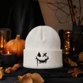 thumbnail image 5 of IYYVV Unisex Halloween Beanie Hat Pumpkin Ghost Skull Knit Cap | Funny Prints, Knit for Fall Winter White, 5 of 7