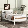 thumbnail image 4 of White Twin Bed with Headboard & Footboard, Space-Saving Rubber Wood Design for Apartments & Studios Modern Minimalist Storage Bed Frame, 4 of 11
