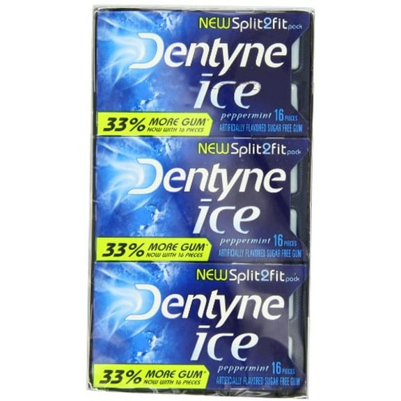 Dentyne Gum, Ice Peppermint, 16 Count (Pack Of 9)