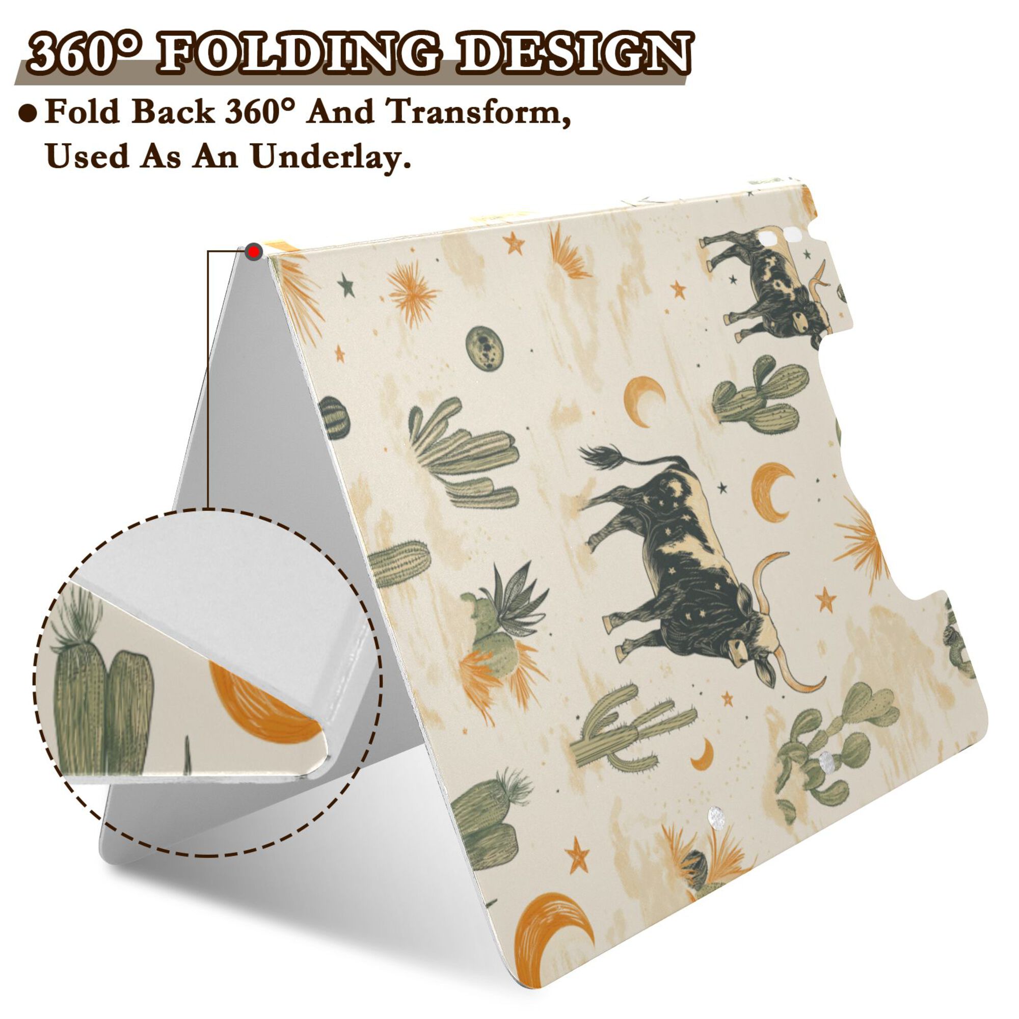 FORMRS A4 Clipboard Folder with Pen Holder Horizontal Foldable School Office Binder, Cowboy Pattern