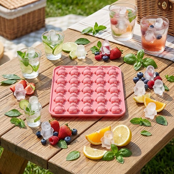 Bandeja de hielo de silicona Penguin Molde flexible sin BPA de 25 cavidades for cubitos de hielo, postres y bebidas de fiesta