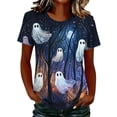 thumbnail image 2 of HOMBOM Womens Summer T Shirts Crewneck Fall Casual Short Sleeve Cozy Ladies Halloween Pullover Classy Tops,L, 2 of 5