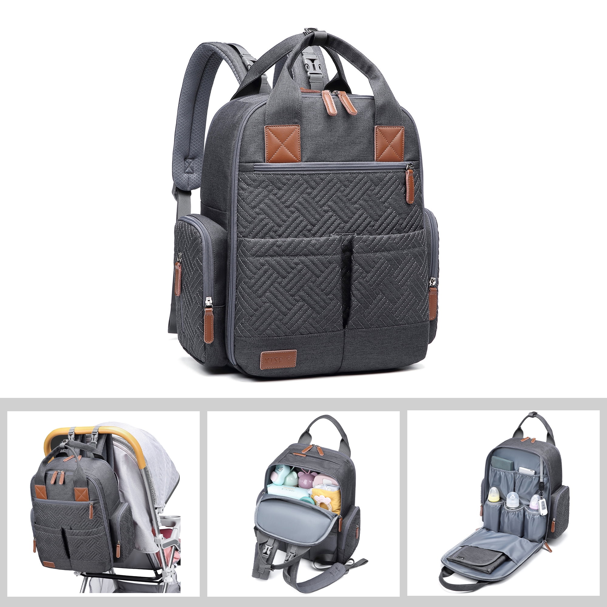AGUDAN Baby Diaper Backpack Waterproof Maternity Bag Dry&Wet Separation Nappy Bag 12x7x16IN