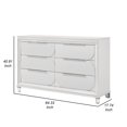 thumbnail image 5 of Benjara Rara 64 Inch Wide Dresser, 6 Drawers, Mirror Trim, Acrylic Legs, White, 5 of 5