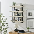 thumbnail image 6 of Danya B. 4-Tier Floating Bracket Wall Shelf - Black Metal and White Birch Finish, 6 of 12