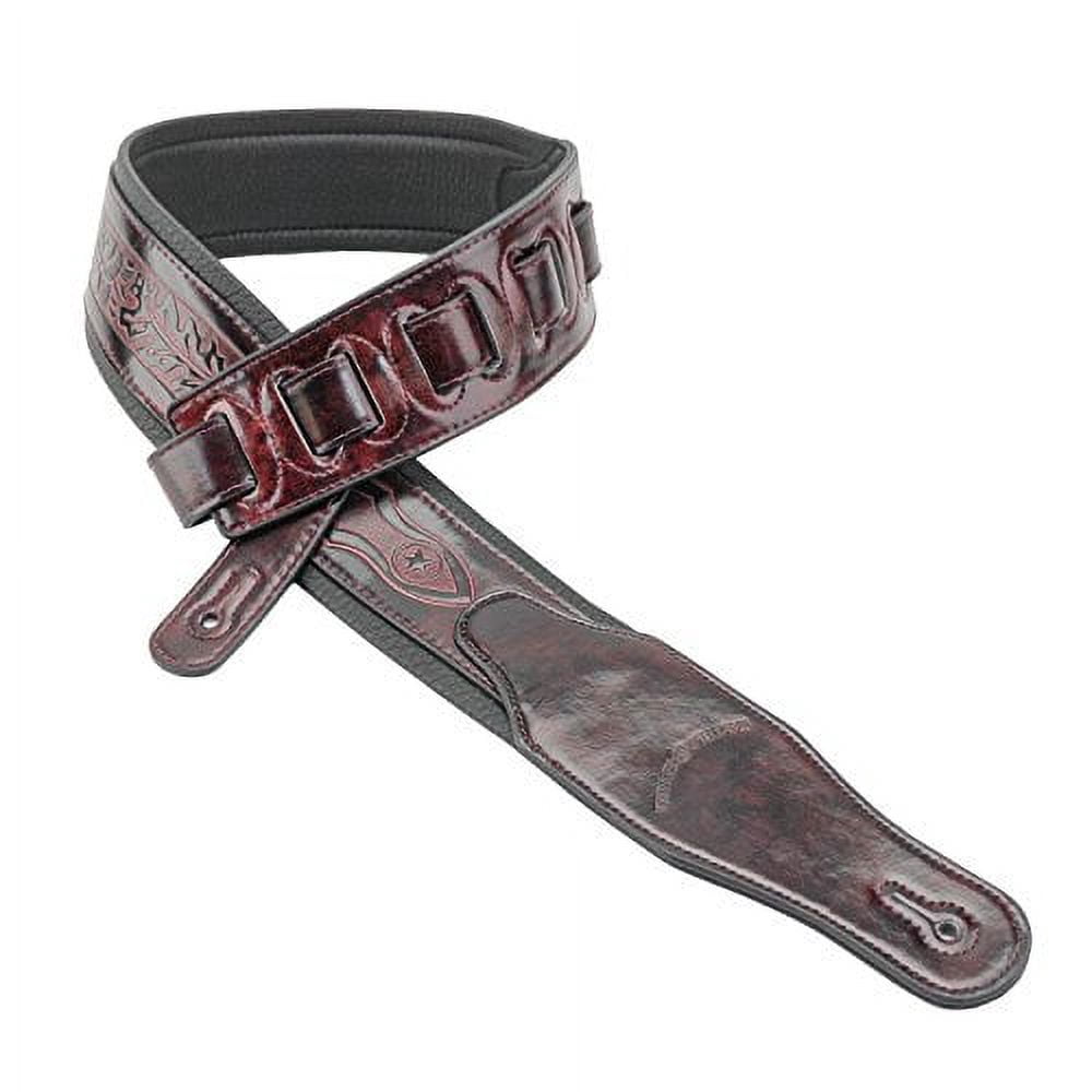 Walker & Williams GB-163 Oxford Brown Padded Guitar Strap with Oak Leaves & Texas Star