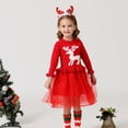 thumbnail image 5 of Vestido de Navidad para niñas, vestido de tul tejido de malla, vestido de princesa de una pieza para Año Nuevo, manga larga, patrón de alce para niñas, 5 of 5