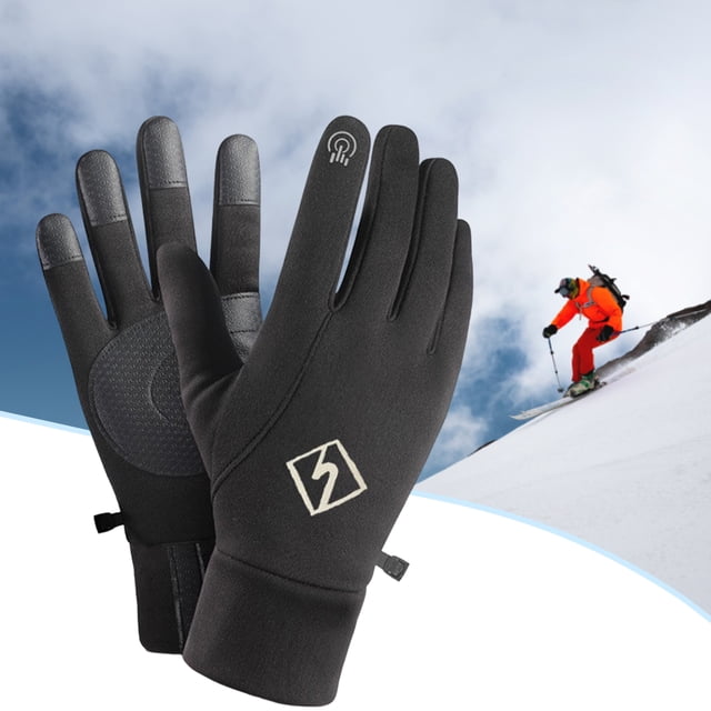 1 Pair Men Gloves Waterproof Super Soft Multipurpose Non-Slip Wear Resistant Keep Warm Polyester Outdoor Riding Motorcycle Unisex Full Finger Gloves for Camping