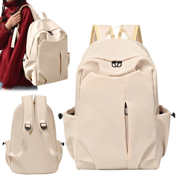 Large Capacity Schoolbag for Male Students – Durable College, High School & Junior High Backpack with Laptop Compartment, Adjustable Straps, Travel, Casual, Stylish Daily Use, Beige
