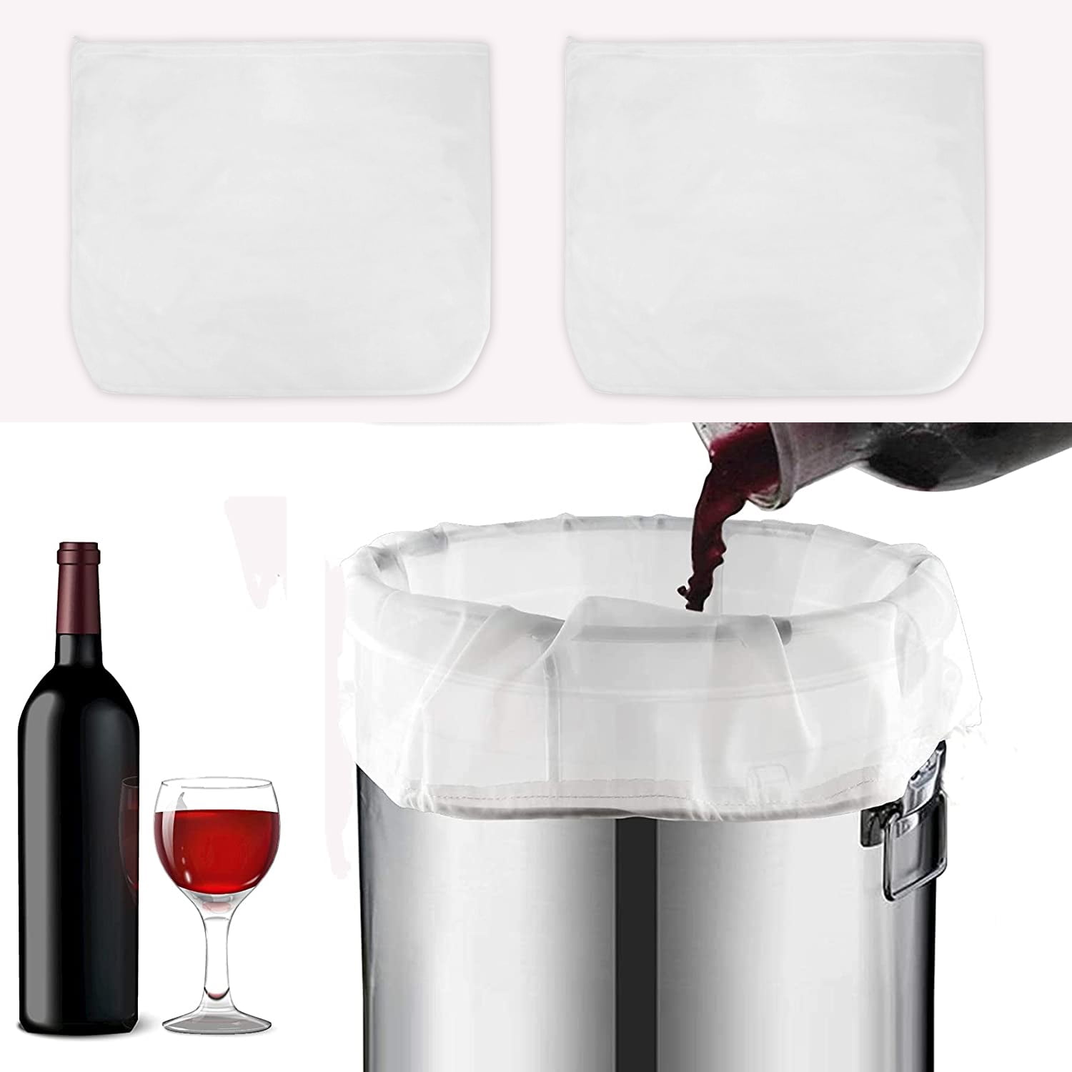 Details about   2pcs Drawstring Brew In A Bag Straining Homebrew Wine White 100/160/200 