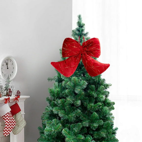 YOHAVEN Christmas Bows Decorations Velvet Red Tree Topper Large Holiday Ornaments 12"-18" Classic Xmas Bow Pendant for Christmas Tree Wreath Door Garland Wall Party Supplies Decor