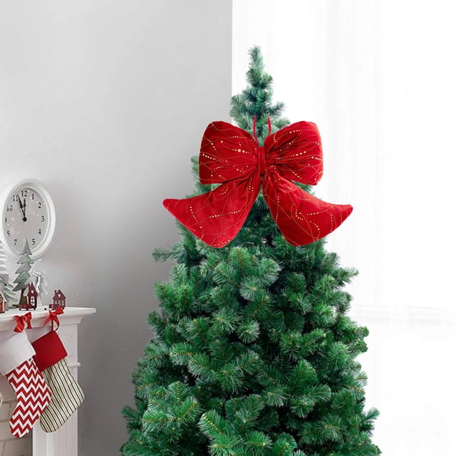 SPOORYYO Flocking Velvet Bow - Christmas Tree Decor and Gift Wrap Add-On, Multiple Sizes