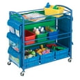 thumbnail image 3 of Honey-Can-Do Steel 3 Tier All-Purpose Teachers Rolling Cart with Side Pockets and Bins, Blue, 3 of 11