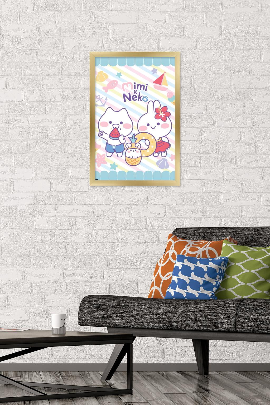 Mimi & Neko - Beach Wall Poster, 14.725" x 22.375" Framed
