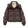 thumbnail image 1 of Oversized Puffer Coat for Women, Stand Collar Hooded Solid Color Design, Fashionable & Warm Layer for Freezing Temperatures & Snow.CoffeeL, 1 of 4