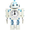 thumbnail image 1 of Non-ticking Robot Alarm Clock Stainless Metal - Wake-up Clock With Flashing Eye Lights And Hand Clip (white), 1 of 5