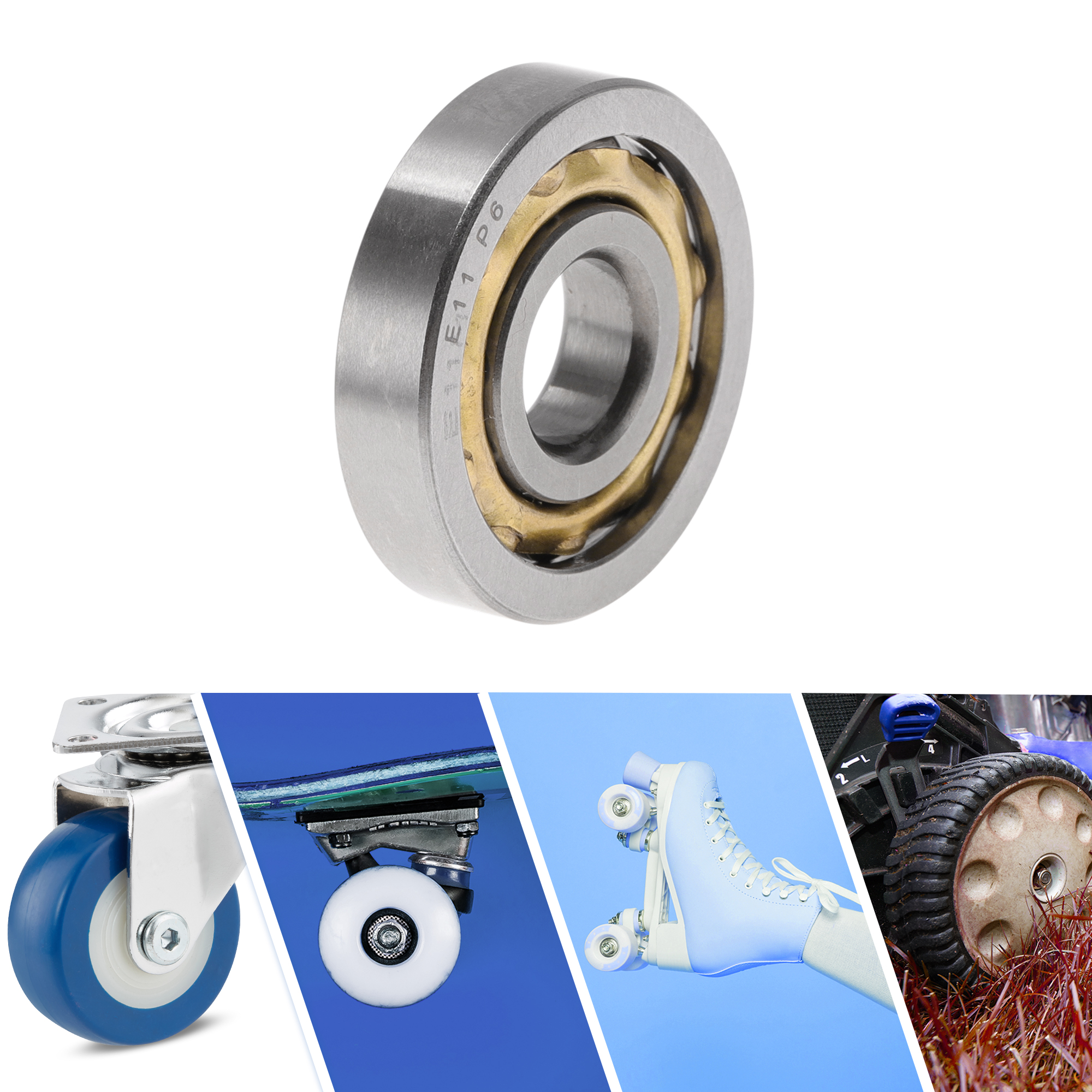 Unique Bargains E11 Deep Groove Ball Bearings 11x32x7mm P6 Open Type Lubricated Bearings 1 Pc Car Scooter Skateboard Wheel Universal Silver Tone Gold Tone