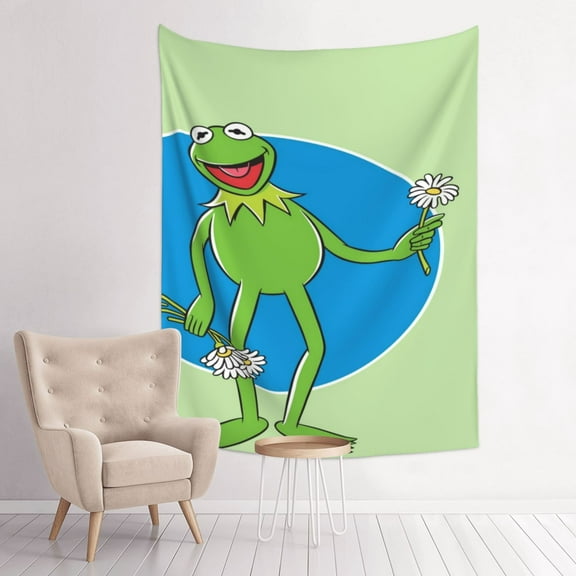 Ker-mit The Fro Tapestry Anime Poster Large Background Wall Art Bedroom Wall Decor for Birthday Party 29x37in