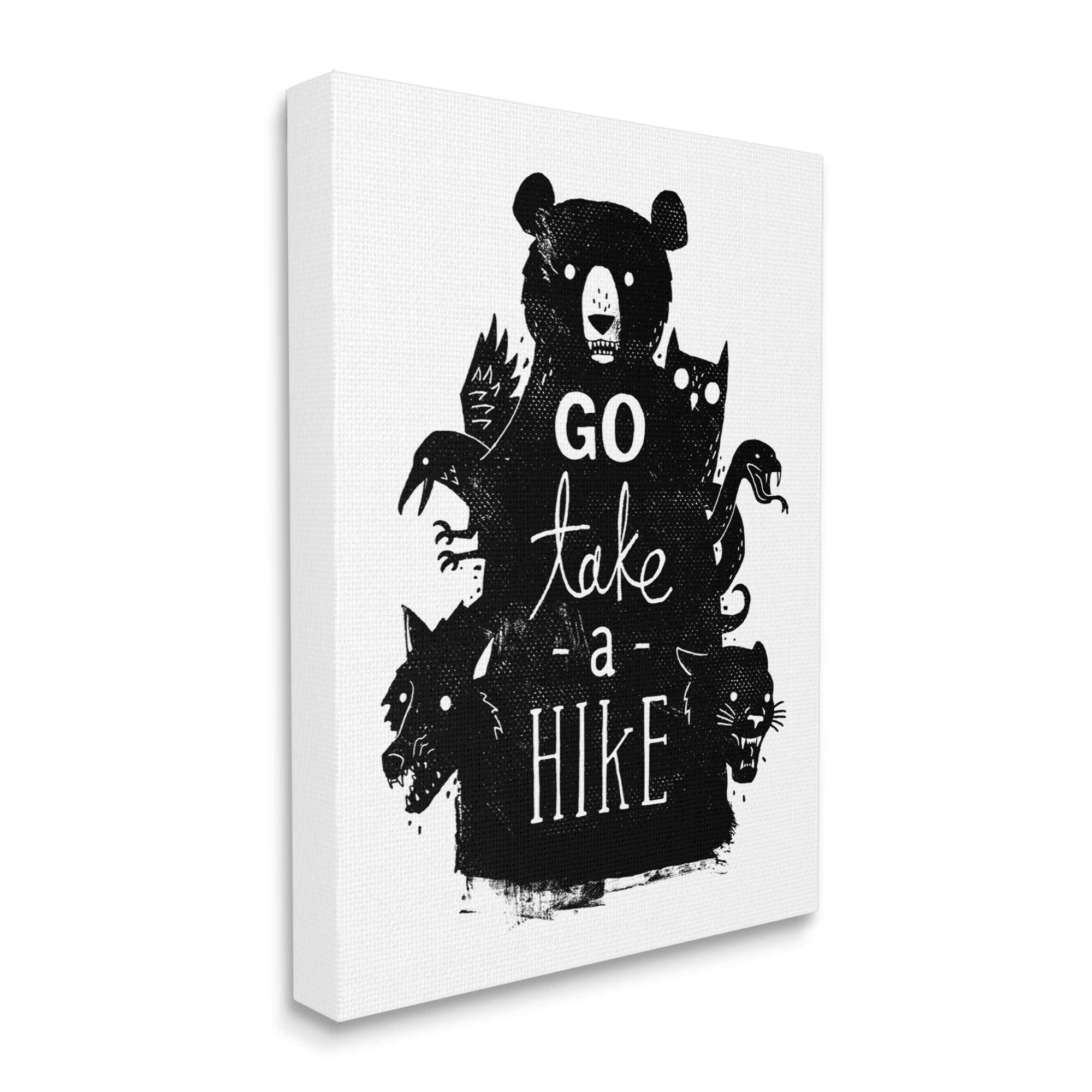 Stupell Industries Take a Hike Typography Wildlife Silhouette Black Bear Canvas Wall Art, 36 x 48, Design by Michael Buxton