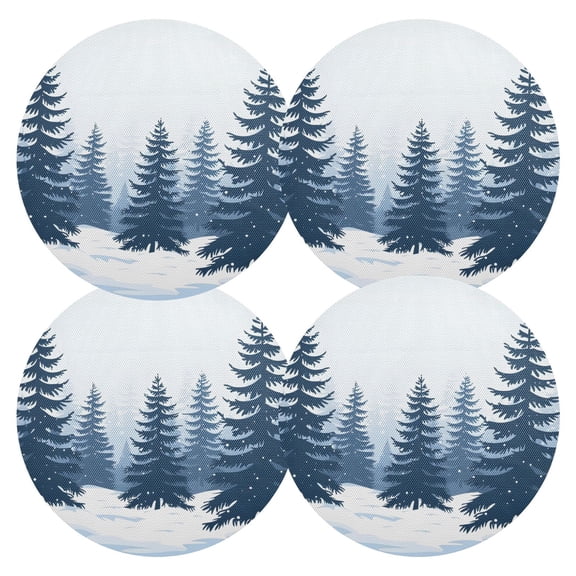 Ryvnso Trees Forest Landscape Round Plate Mats Dining Table Placemat Set of 4 for Holiday Decoration