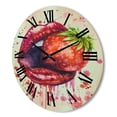 thumbnail image 3 of Designart 'Red Girl Lips Eating A Strawberry' Modern Wood Wall Clock, 3 of 5