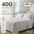 thumbnail image 3 of California Design Den California King Sheet Set - 400 Thread Count 100% Cotton Sateen, California King Sheets Deep Pocket Set, 4 Piece Bed Sheet Set - Taupish-Sage Crosshatch Print, 3 of 8