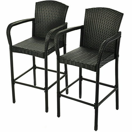 Gymax 2pcs Bar Stool Rattan Patio Furniture Set Dining High Counter Portable Chair Walmart Canada