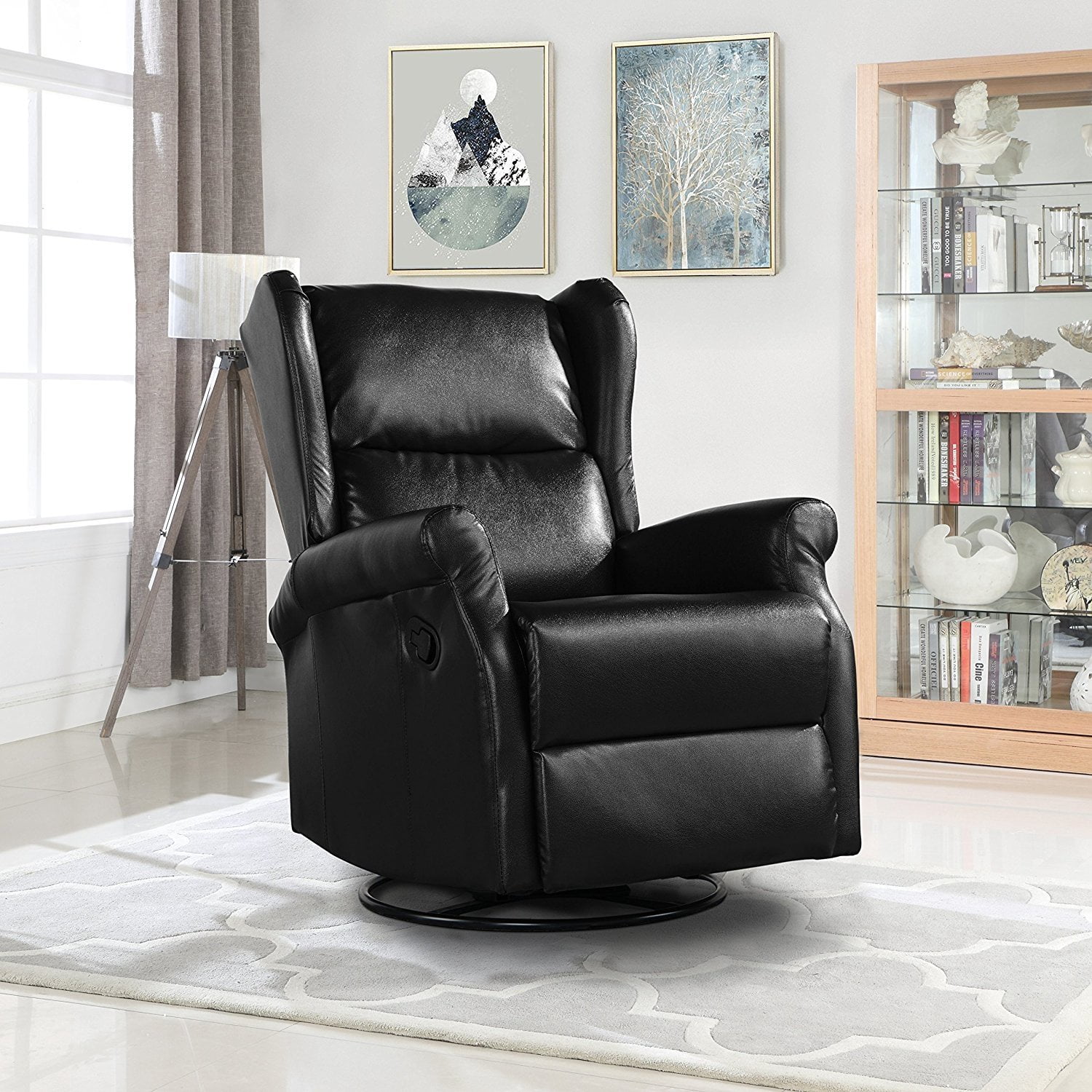 Mobilis Modern Faux Leather Recliner Chair with Swivel