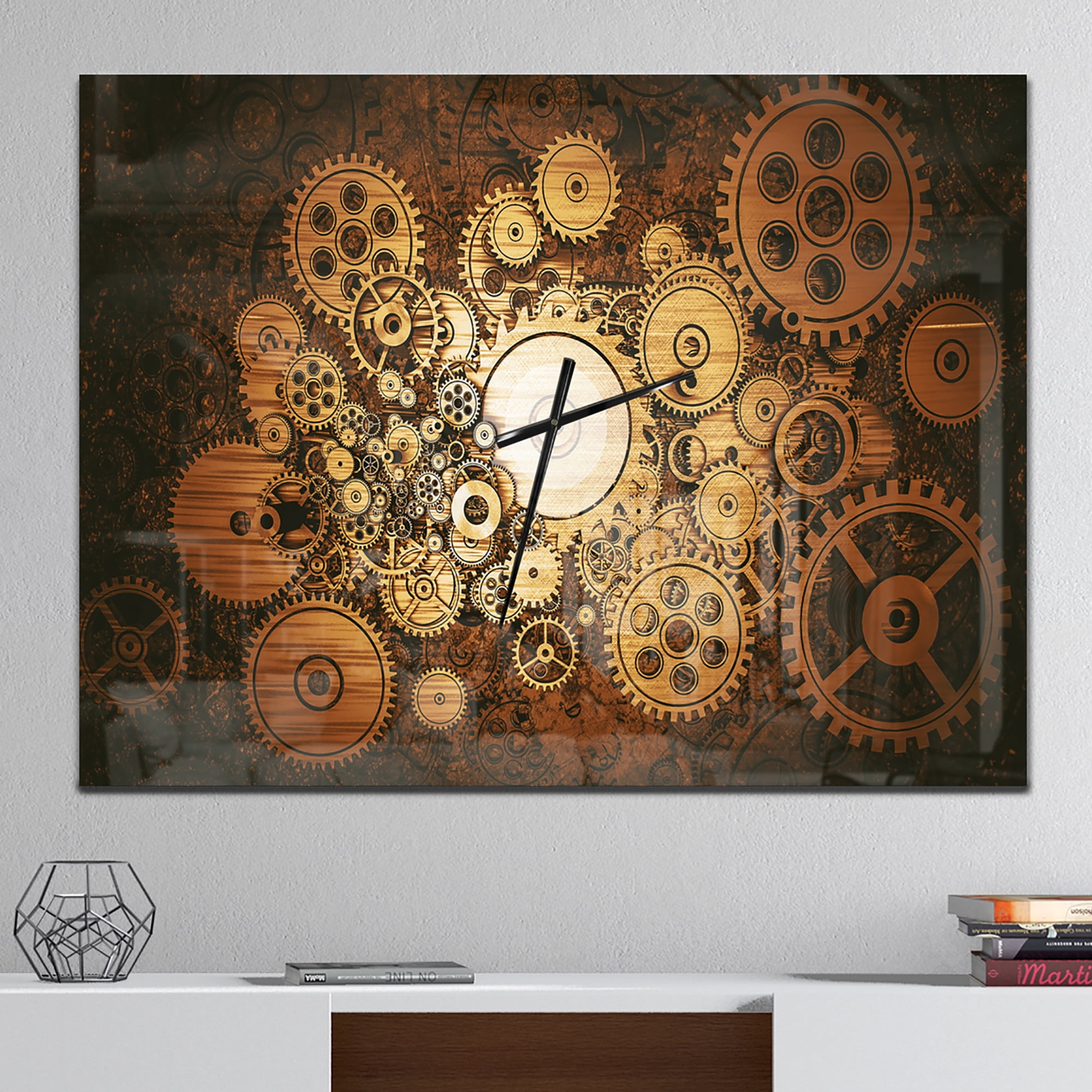 Designart 'Texture with Abstract Flowers & Leaves' Modern Wall Clock
