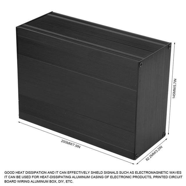 Black Printed Circuit Board Instrument Box, Aluminum Enclosure Case with Heat Dissipation Shield for DIY, Matte Black Split Type Box