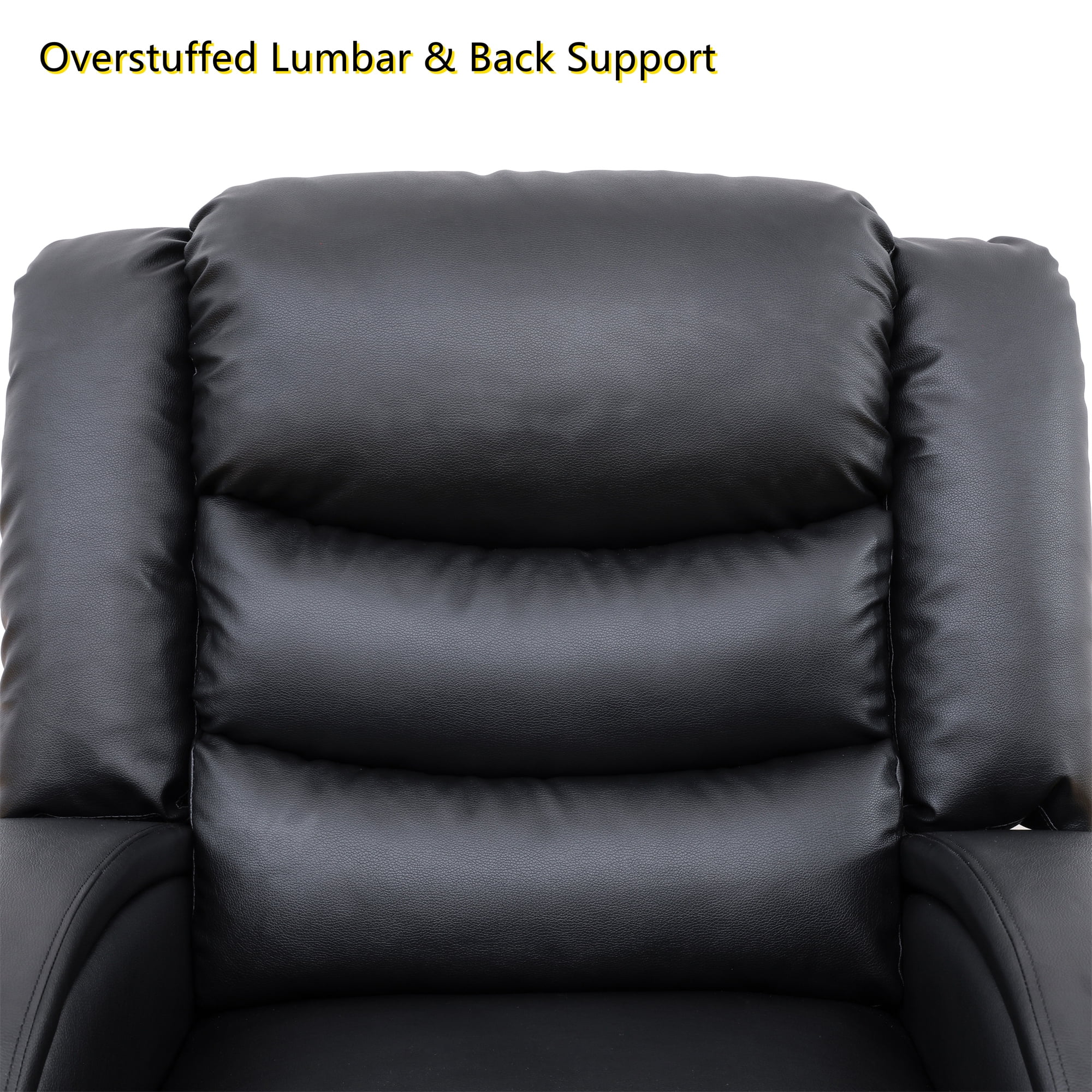 Aukfa Leather Recliner Chair, Overstuffed Single Sofa Armchair for Living Room Bedroom, Black