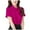 Hot Pink, variant on Ladies Chiffon Short Sleeved Summer Thin Loose Korean Temperament Plus Size Slim Top Cute Button down Shirts for Women